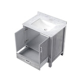 Jacques 30 in. Bathroom Freestanding Bathroom Vanity With Undermount Ceramic Sink, White Carrara Marble