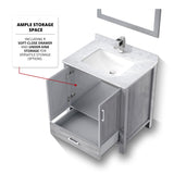 Jacques 30 in. Bathroom Freestanding Bathroom Vanity With Undermount Ceramic Sink, White Carrara Marble