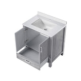 Jacques 30 in. Freestanding Bathroom Vanity with White Quartz Top, White Square Sink
