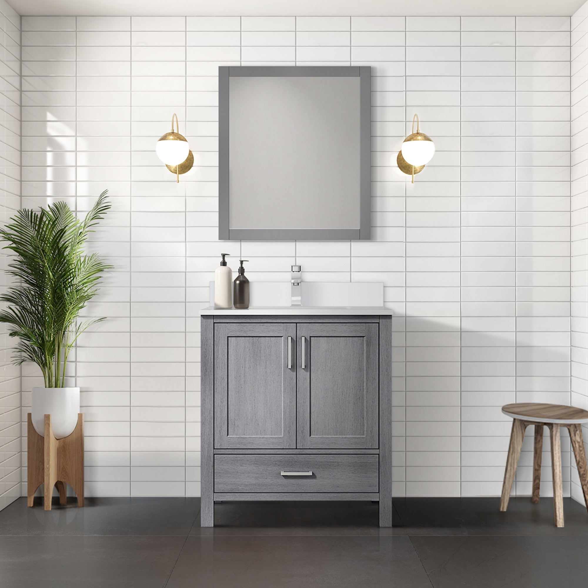 Jacques 72 in. Freestanding Bathroom Vanity with White Quartz Top, White Square Sink