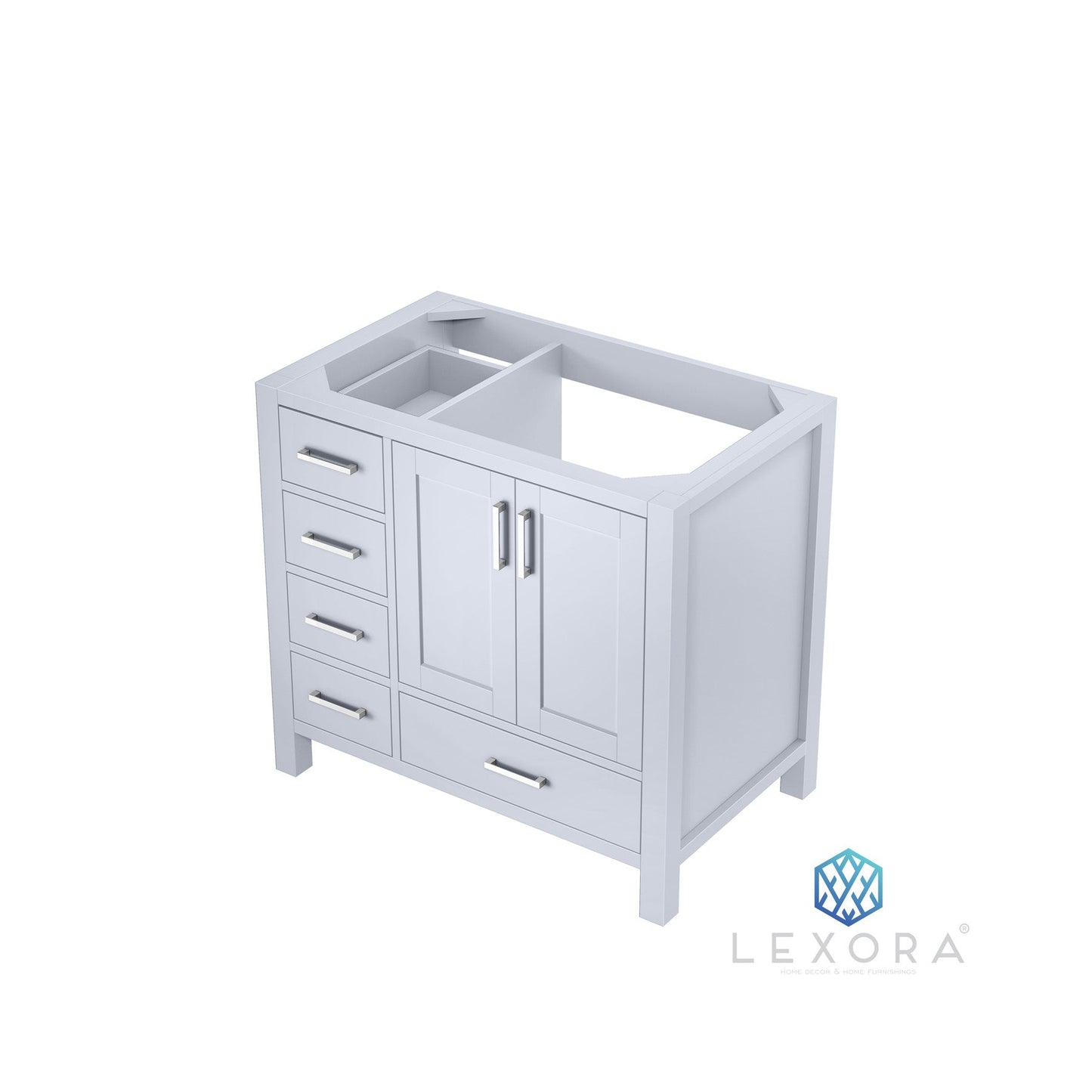 Jacques 36" White Vanity Cabinet Only - Right Version