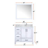 Jacques 30 in. Right Freestanding Bathroom Vanity with White Carrara Marble Top, White Square Sink