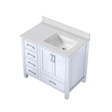 Jacques 30 in. Right Freestanding Bathroom Vanity with White Quartz Top, White Square Sink