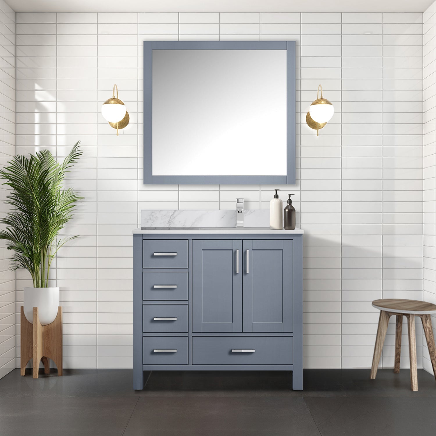 Jacques 36 in. W x 22 in. D Right Offset Dark Grey Bath Vanity