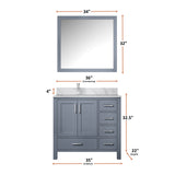 Jacques Navy 30 in. Left Freestanding Bathroom Vanity with White Carrara Marble Top, White Square Sink