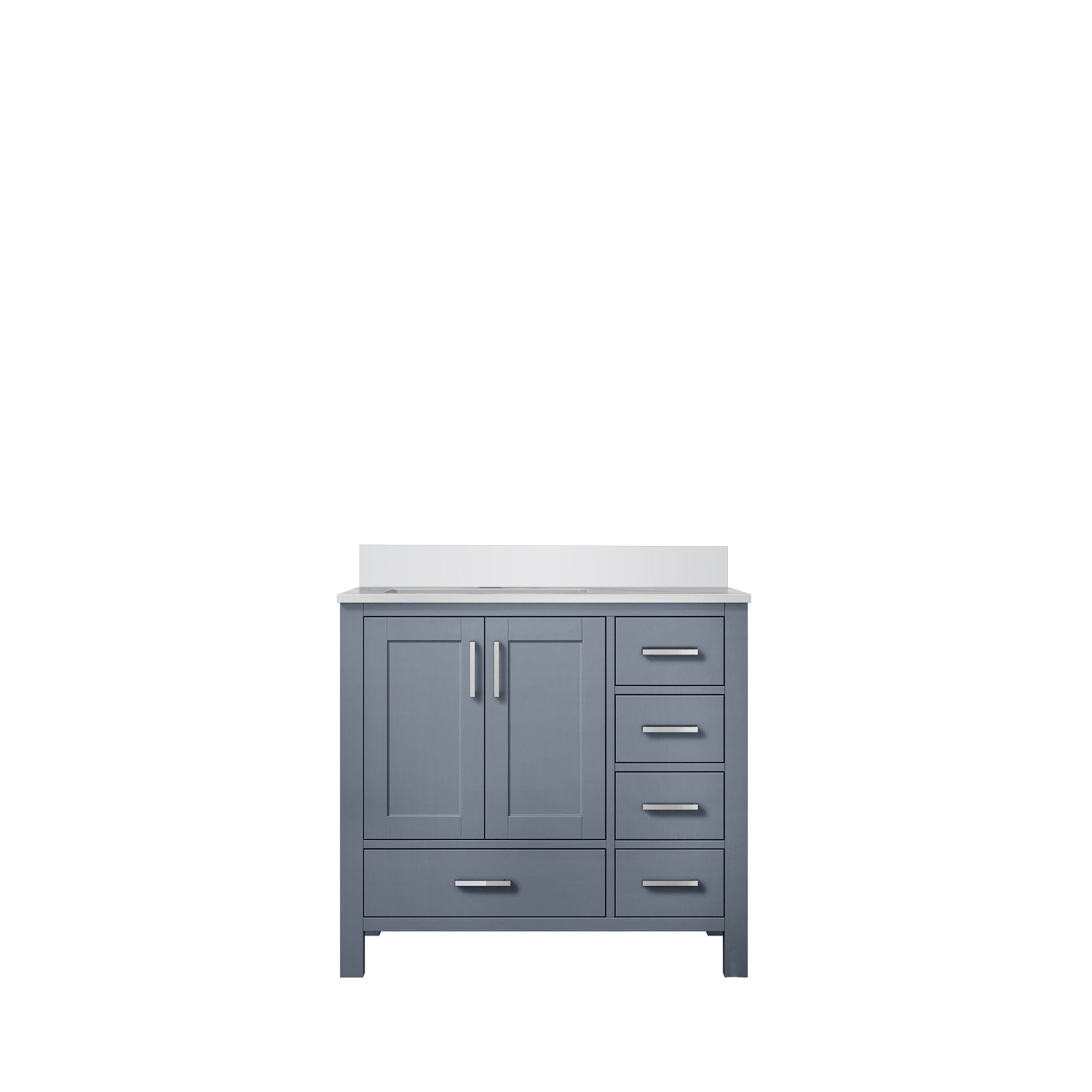 Jacques 30 in. Left Freestanding Bathroom Vanity with White Quartz Top, White Square Sink
