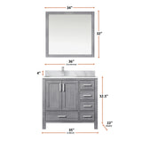 Jacques Navy 30 in. Left Freestanding Bathroom Vanity with White Carrara Marble Top, White Square Sink