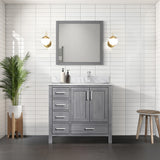 Jacques 30 in. Right Freestanding Bathroom Vanity with White Carrara Marble Top, White Square Sink