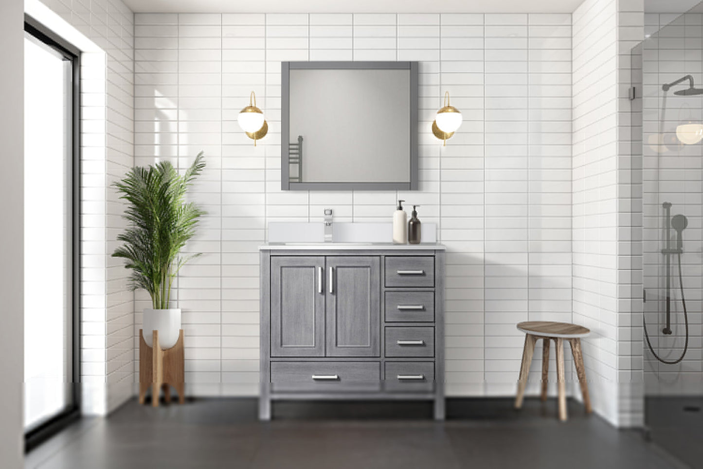 Jacques 72 in. Freestanding Bathroom Vanity with White Quartz Top, White Square Sink
