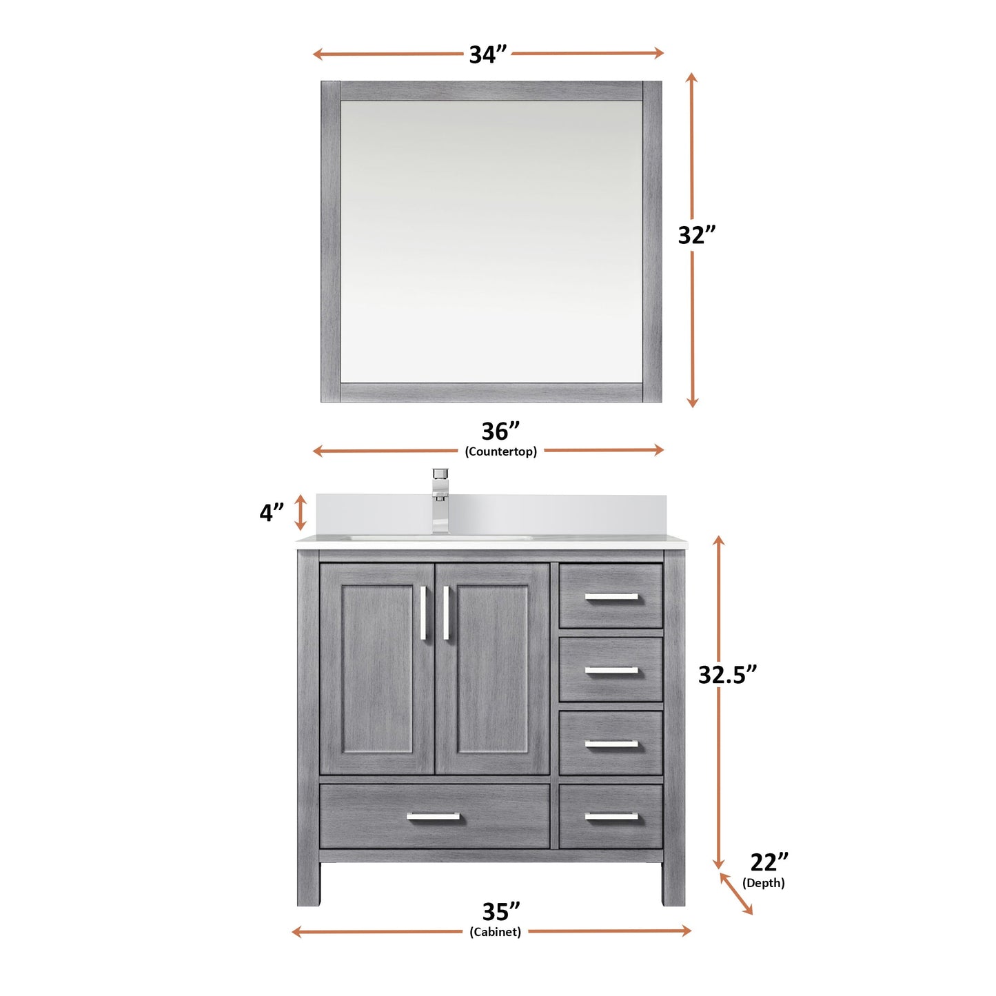Jacques 72 in. Freestanding Bathroom Vanity with White Quartz Top, White Square Sink