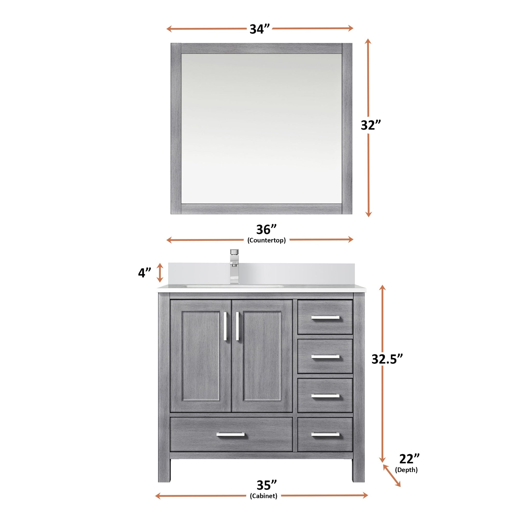 Jacques 72 in. Freestanding Bathroom Vanity with White Quartz Top, White Square Sink