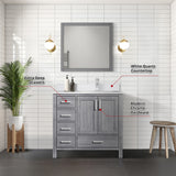 Jacques 30 in. Right Freestanding Bathroom Vanity with White Quartz Top, White Square Sink