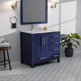 Jacques 36 in. W x 22 in. D Left Offset Navy Blue Bath Vanity