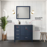 Jacques 30 in. Right Freestanding Bathroom Vanity with White Carrara Marble Top, White Square Sink