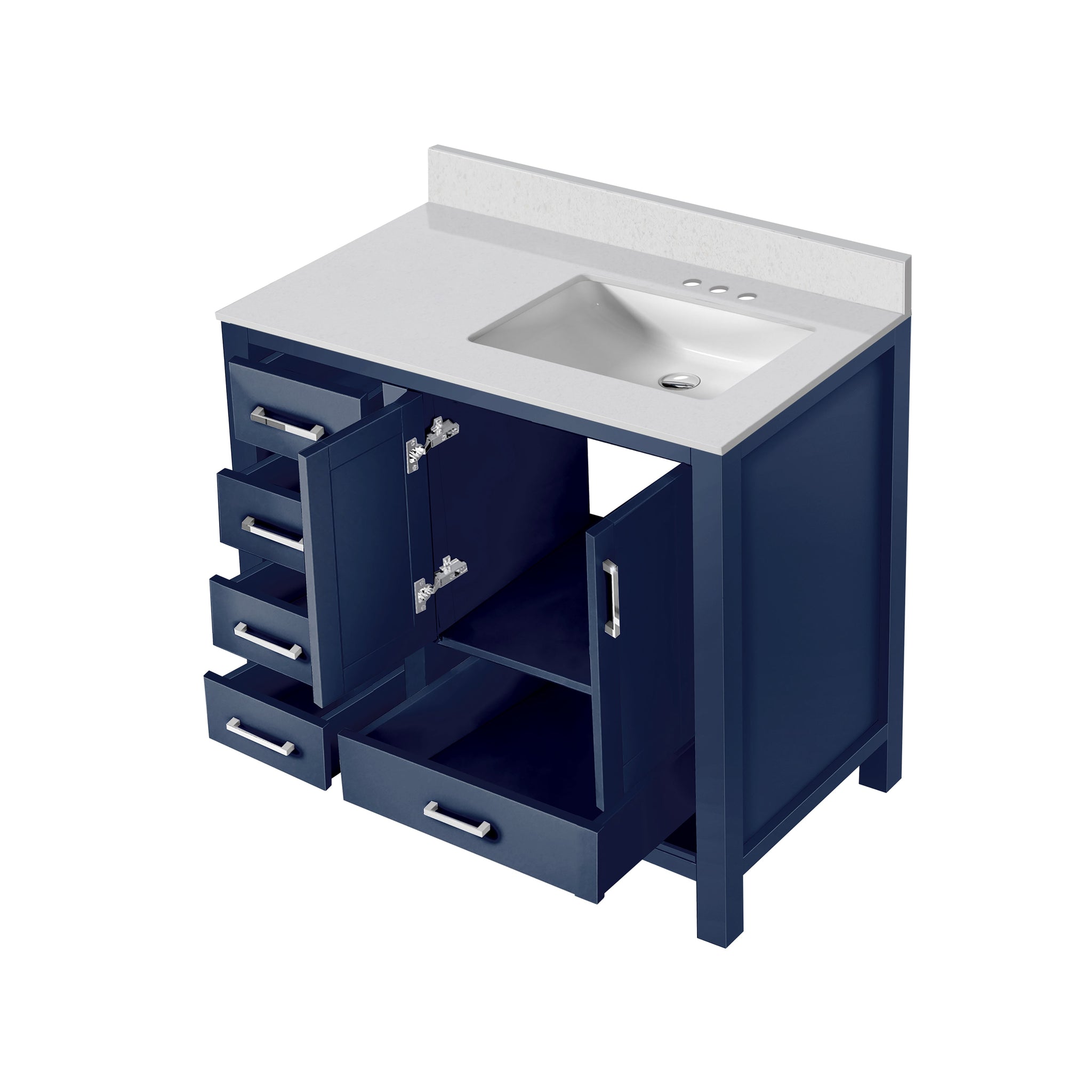 Jacques 30 in. Right Freestanding Bathroom Vanity with White Quartz Top, White Square Sink