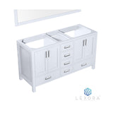 Jacques 60" White Double Vanity, no Top and 58" Mirror