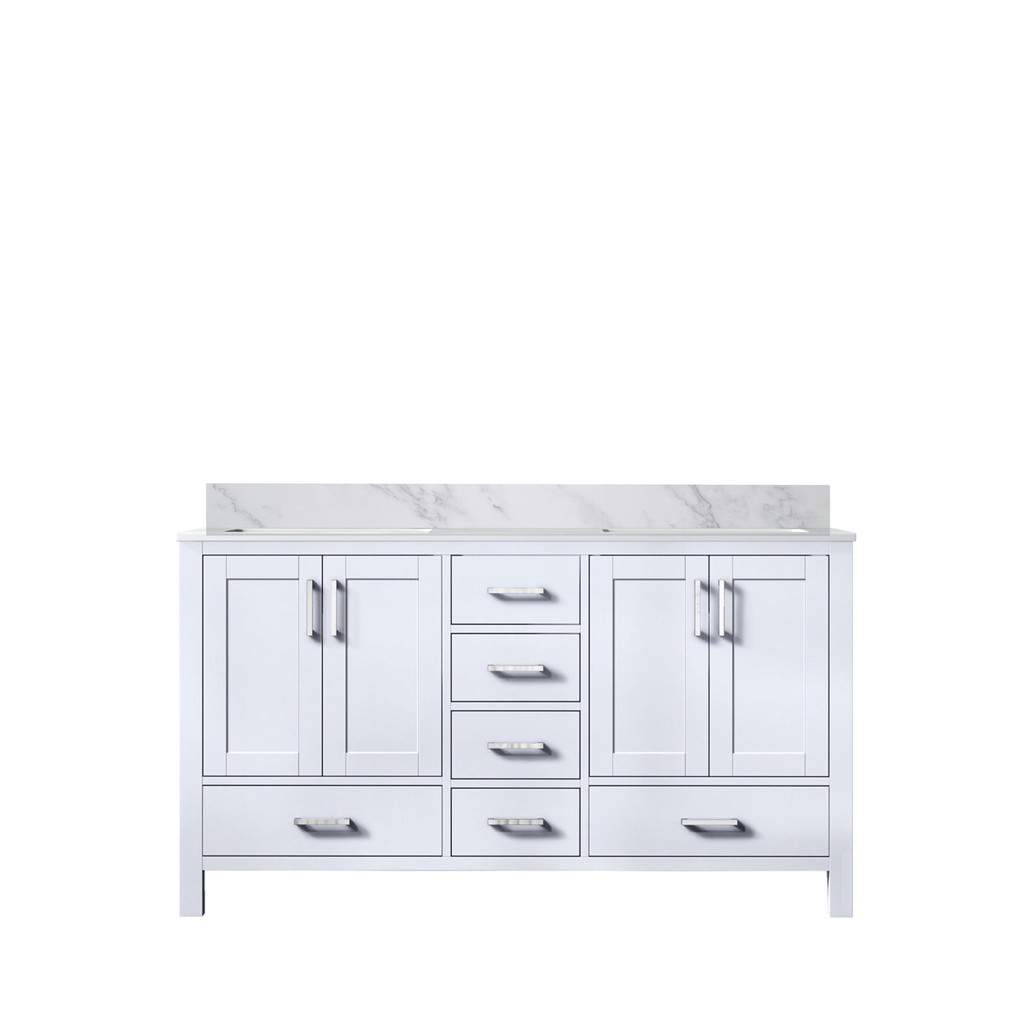 Jacques 60 in. Freestanding Bathroom Vanity with White Carrara Marble Top, White Square Sink
