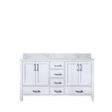 Jacques 60 in. Freestanding Bathroom Vanity with White Carrara Marble Top, White Square Sink
