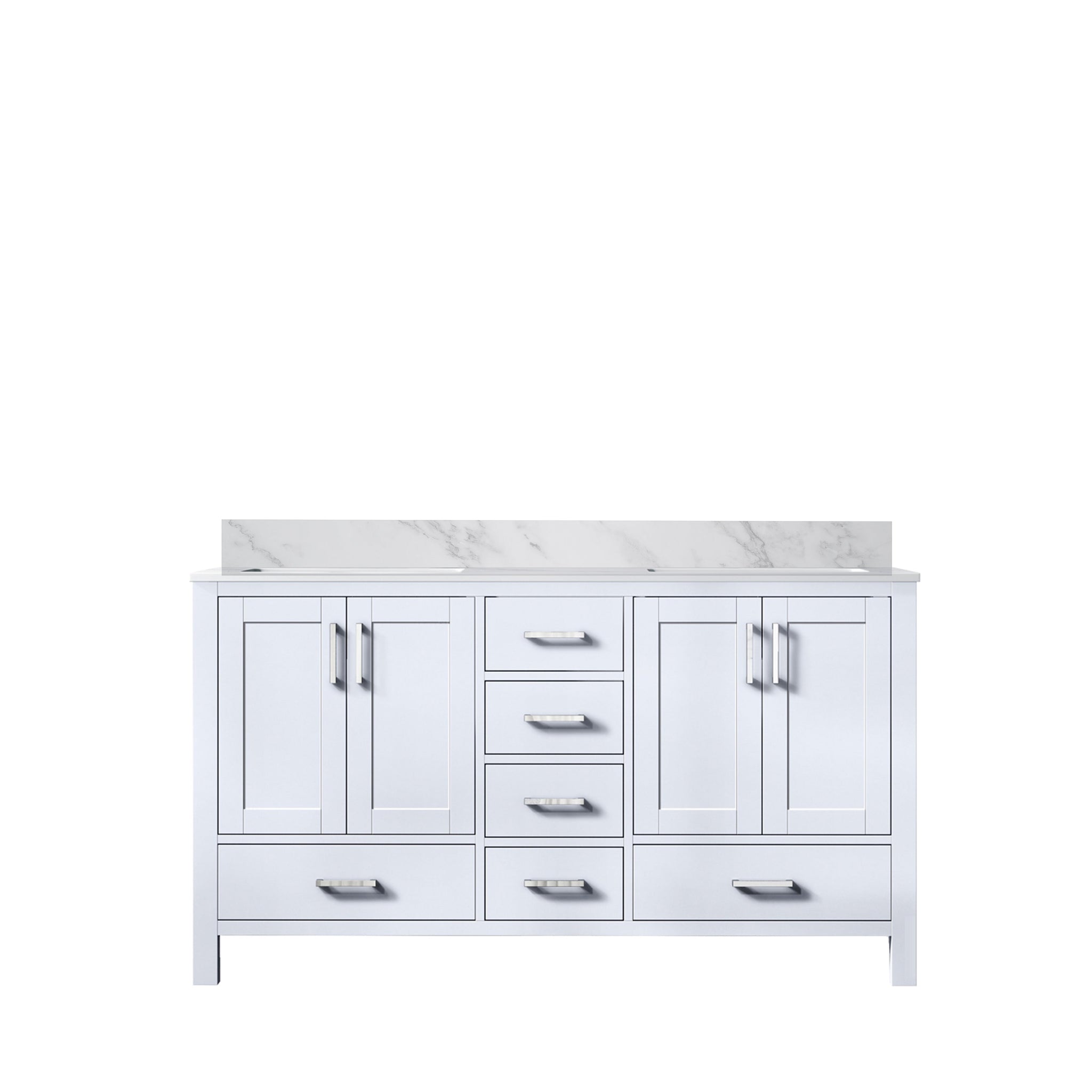 Jacques 60 in. Freestanding Bathroom Vanity with White Carrara Marble Top, White Square Sink