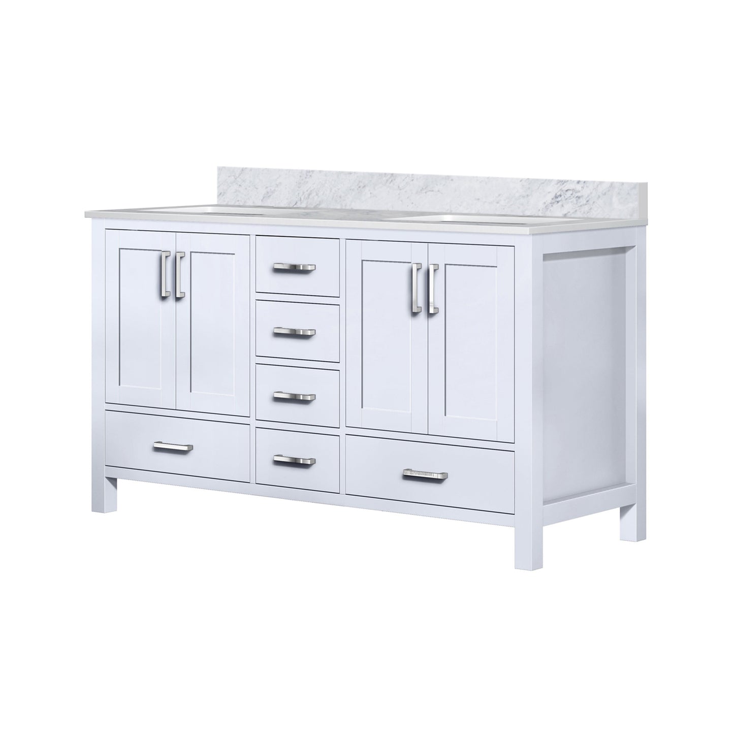 Jacques 60 in. Freestanding Bathroom Vanity with White Carrara Marble Top, White Square Sink