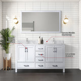 Jacques 60 in. Freestanding Bathroom Vanity with White Carrara Marble Top, White Square Sink