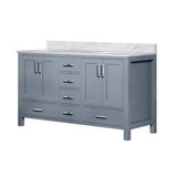 Jacques 60 in. Freestanding Bathroom Vanity with White Carrara Marble Top, White Square Sink