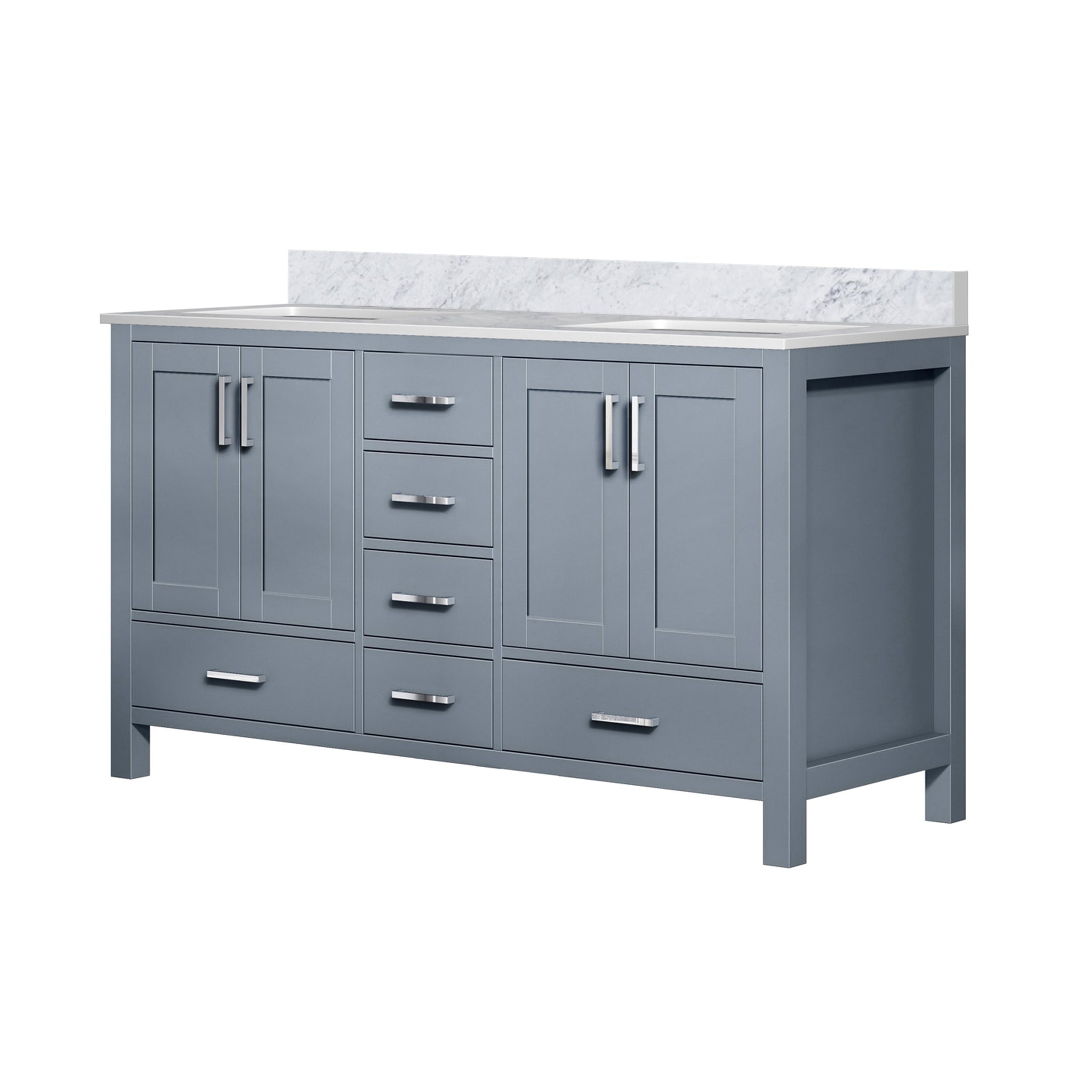 Jacques 60 in. Freestanding Bathroom Vanity with White Carrara Marble Top, White Square Sink