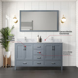 Jacques 60 in. Freestanding Bathroom Vanity with White Carrara Marble Top, White Square Sink
