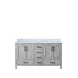 Jacques 60 in. Freestanding Bathroom Vanity with White Carrara Marble Top, White Square Sink