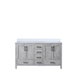 Jacques 60 in. Freestanding Bathroom Vanity with White Quartz Top, White Square Sink