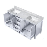 Jacques 72 in. Freestanding Bathroom Vanity With Undermount Ceramic Sink, White Carrara Marble