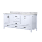 Jacques 72 in. Freestanding Bathroom Vanity With Undermount Ceramic Sink, White Carrara Marble