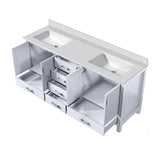 Jacques 72 in. Freestanding Bathroom Vanity with White Quartz Top, White Square Sink