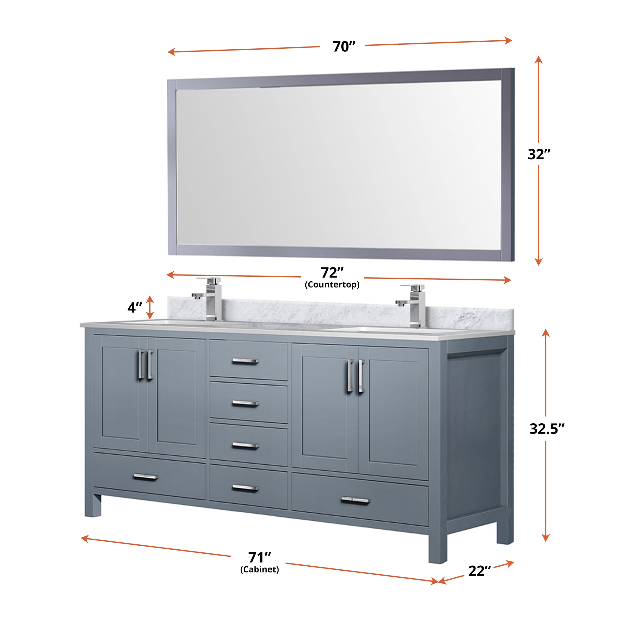 Jacques 72 in. Freestanding Bathroom Vanity With Undermount Ceramic Sink, White Carrara Marble