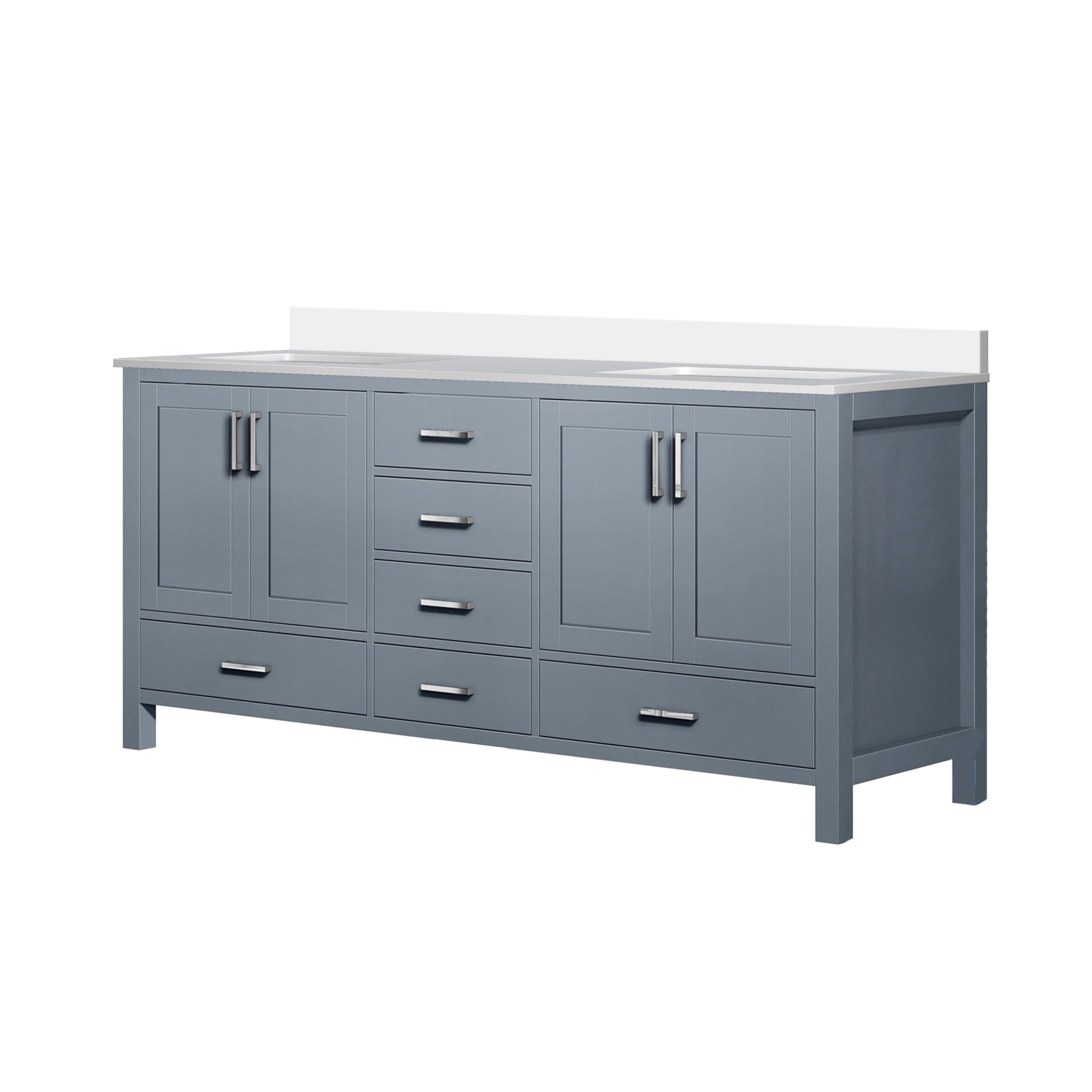 Jacques 72 in. Freestanding Bathroom Vanity with White Quartz Top, White Square Sink