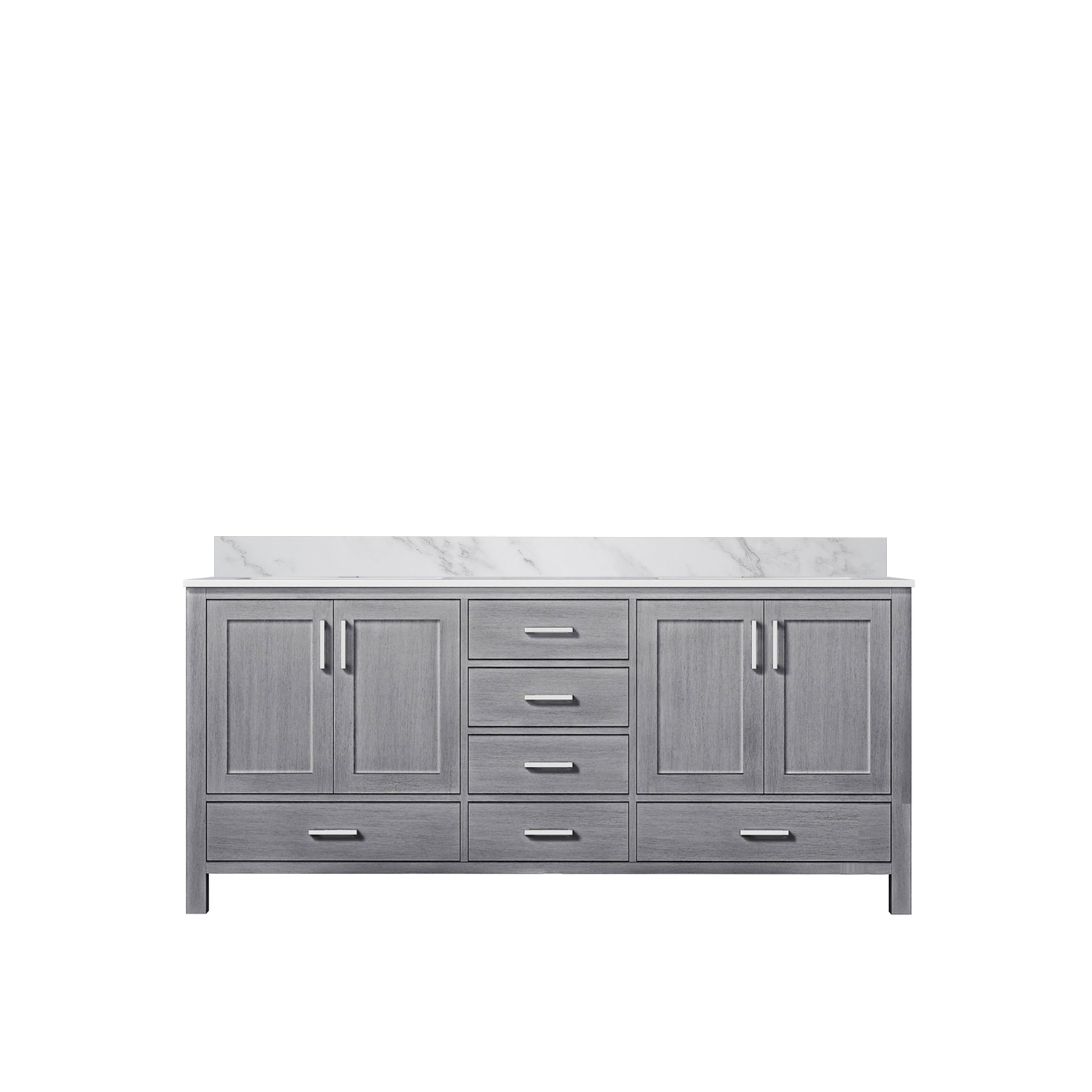 Jacques 72 in. Freestanding Bathroom Vanity With Undermount Ceramic Sink, White Carrara Marble