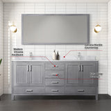 Jacques 72 in. Freestanding Bathroom Vanity With Undermount Ceramic Sink, White Carrara Marble