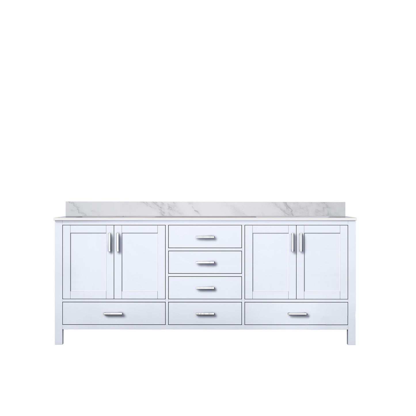 Jacques 80 in. Freestanding Bathroom Vanity with White Carrara Marble Top, White Square Sink