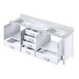 Jacques 80 in. Freestanding Bathroom Vanity with White Carrara Marble Top, White Square Sink