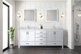 Jacques 80 in. Freestanding Bathroom Vanity with White Carrara Marble Top, White Square Sink
