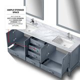 Jacques 80 in. Freestanding Bathroom Vanity with White Carrara Marble Top, White Square Sink