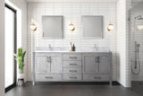 Jacques 80 in. Freestanding Bathroom Vanity with White Carrara Marble Top, White Square Sink