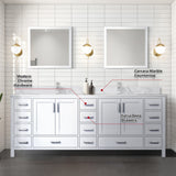 Jacques 84 in. Bathroom Freestanding Bathroom Vanity With Undermount Ceramic Sink, White Carrara Marble