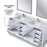 Jacques 84 in. Freestanding Bathroom Vanity with White Quartz Top, White Square Sink