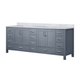 Jacques 84 in. Bathroom Freestanding Bathroom Vanity With Undermount Ceramic Sink, White Carrara Marble