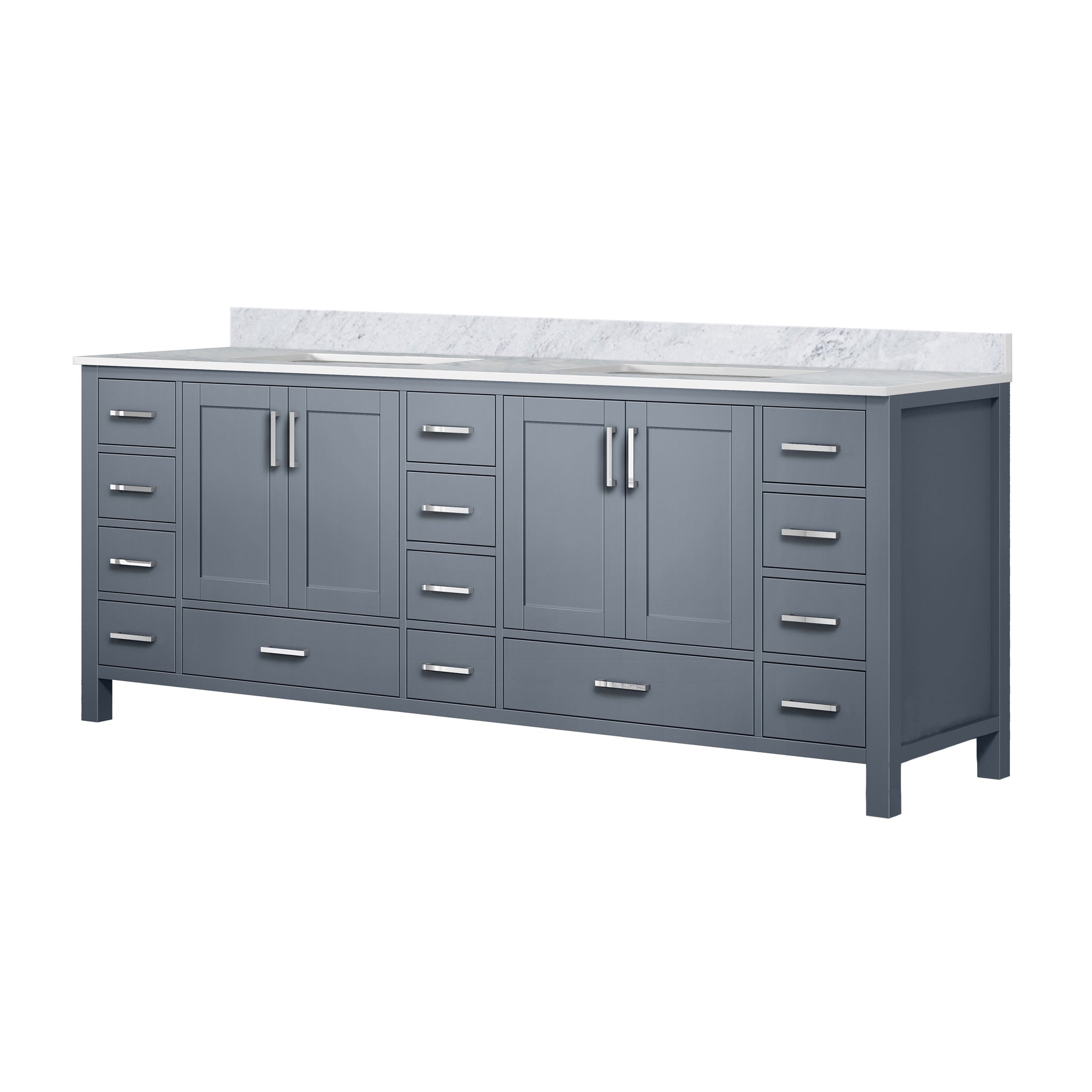 Jacques 84 in. Bathroom Freestanding Bathroom Vanity With Undermount Ceramic Sink, White Carrara Marble