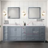 Jacques 84 in. Bathroom Freestanding Bathroom Vanity With Undermount Ceramic Sink, White Carrara Marble