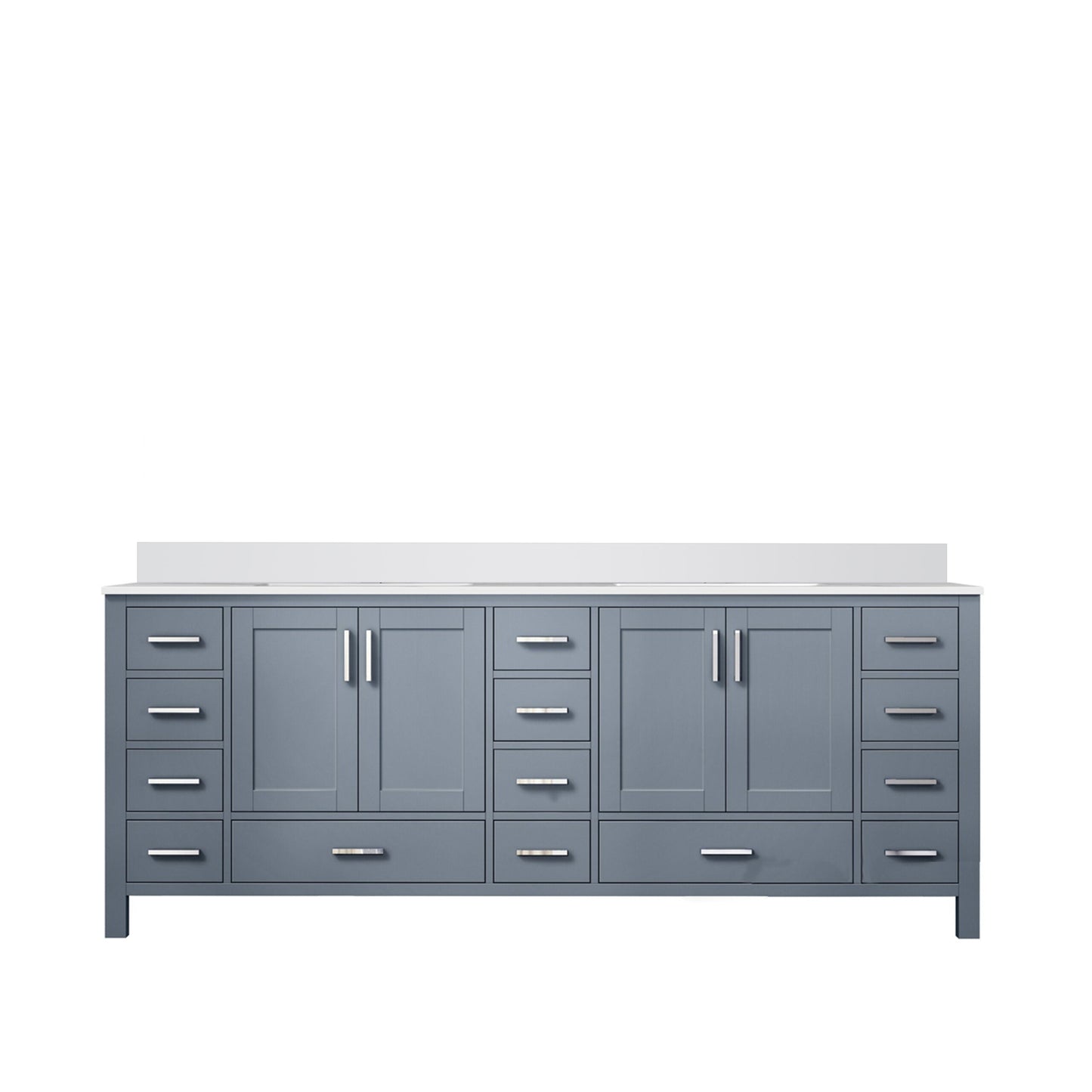 Jacques 84 in. Freestanding Bathroom Vanity with White Quartz Top, White Square Sink