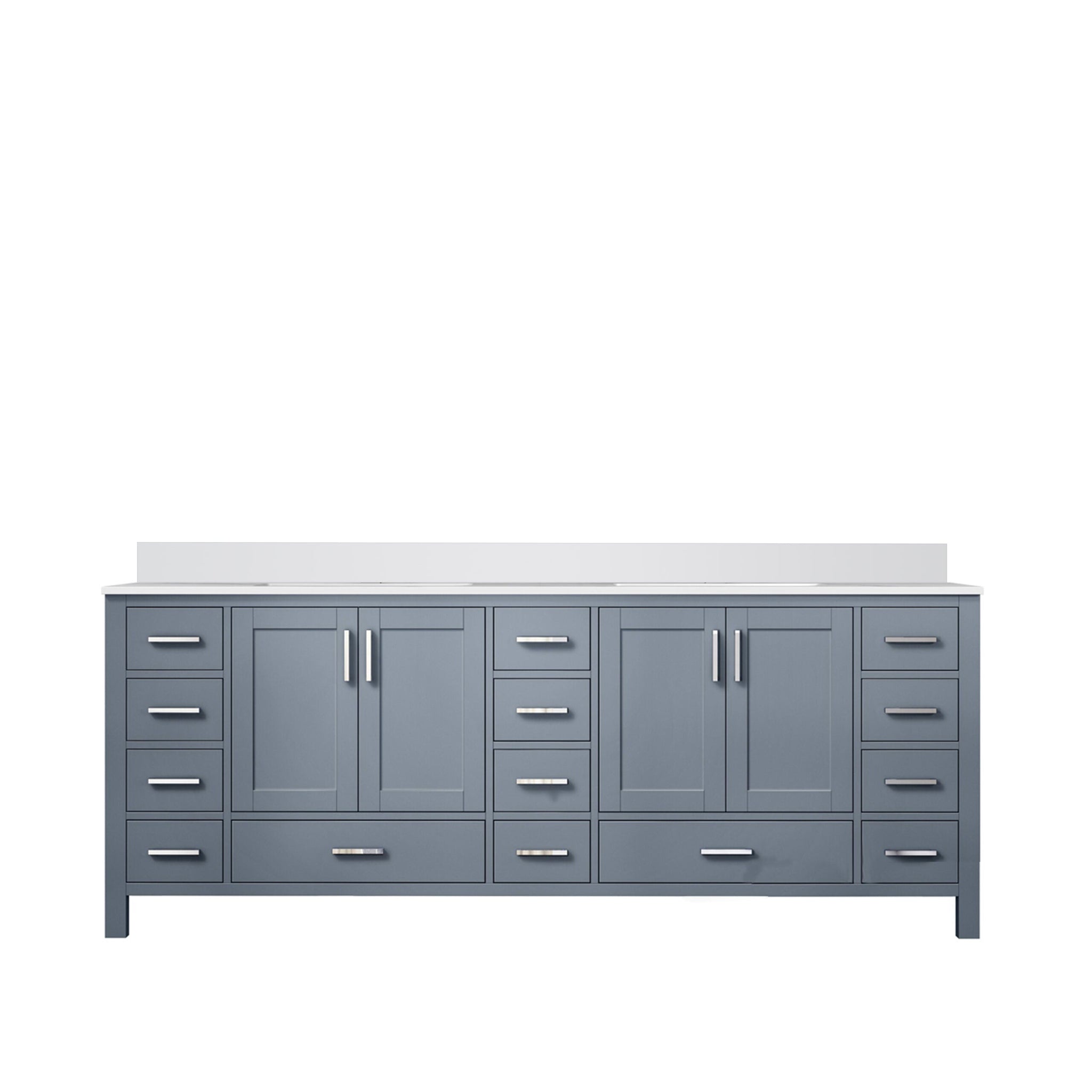 Jacques 84 in. Freestanding Bathroom Vanity with White Quartz Top, White Square Sink