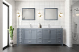 Jacques 84 in. Freestanding Bathroom Vanity with White Quartz Top, White Square Sink